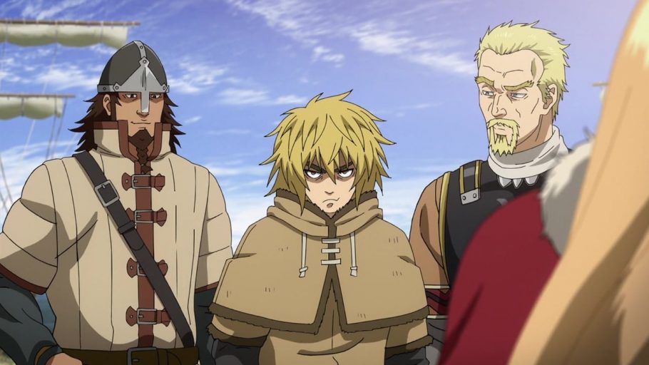 Imagem com os personagens Thorfinn, Askeladd e Bjorn